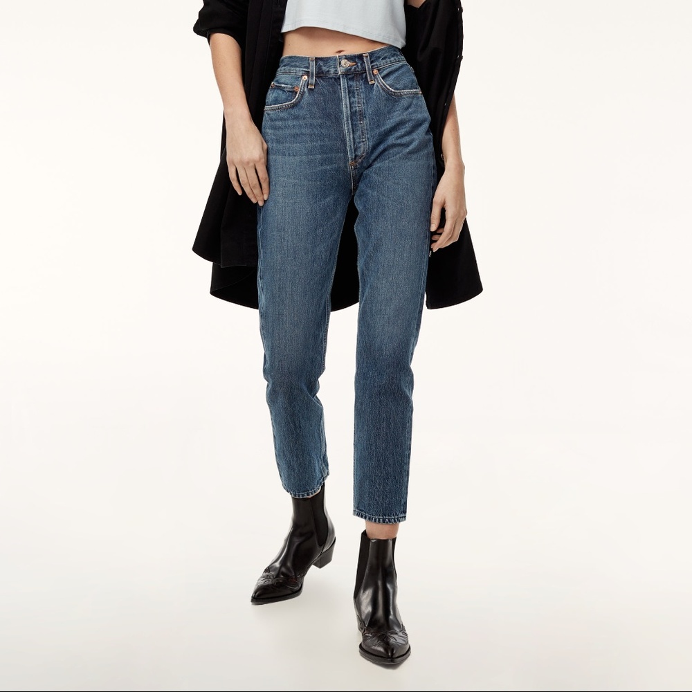 AGOLDE Riley Hi Rise Straight Crop in Air Blue